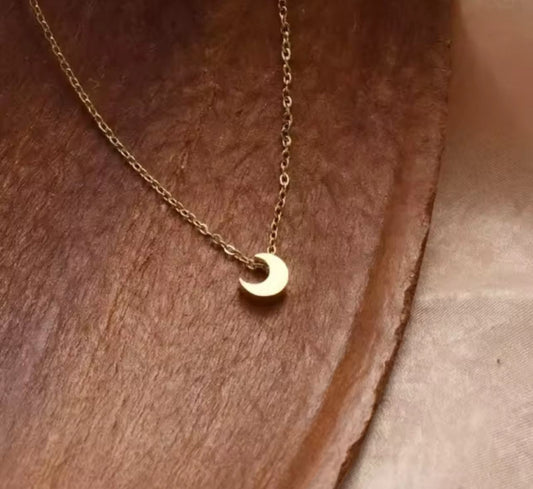 Stainless Steel Mini Moon Necklace For Women