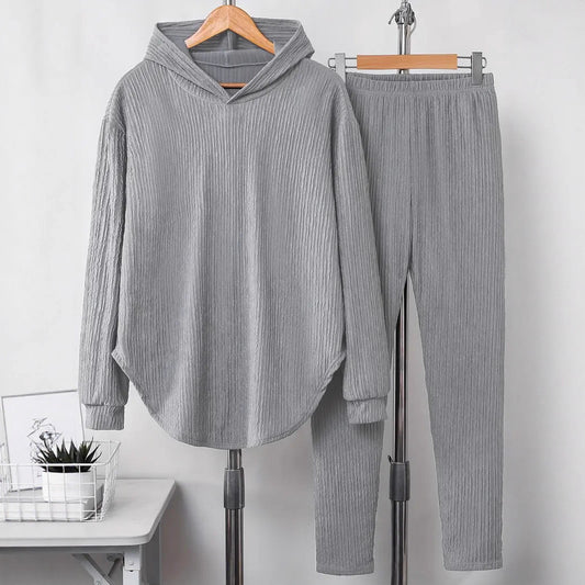Casual Women's Long Sleeve Hooded Sweatshirt And Pants Two-Piece Set