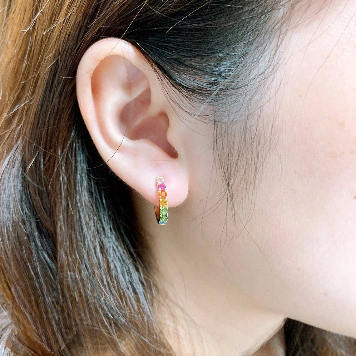 High-end Niche Copper-colored Zircon Geometric U-shaped Ear Cuff